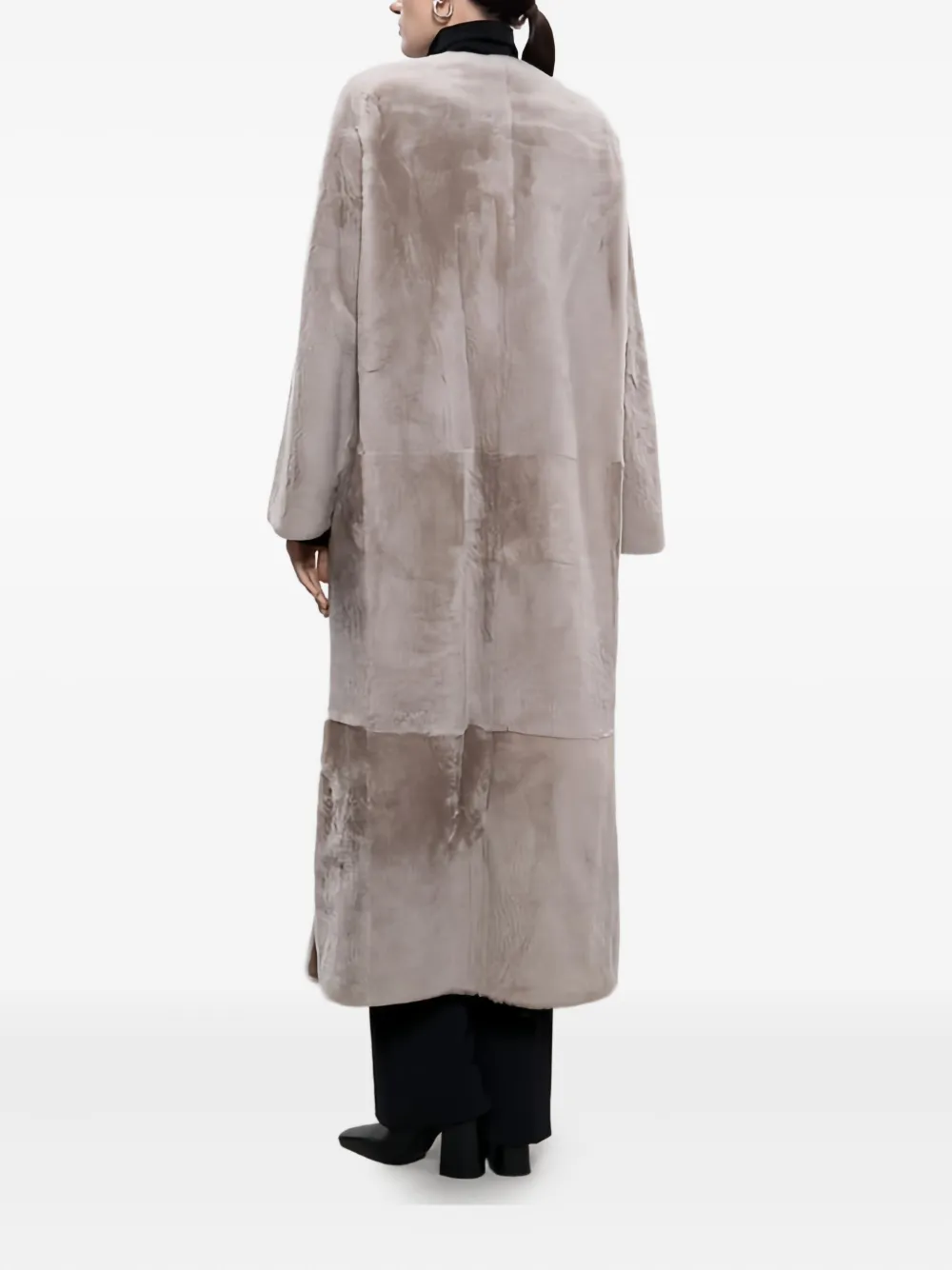 Yves Salomon Shearling Coat In Neutral