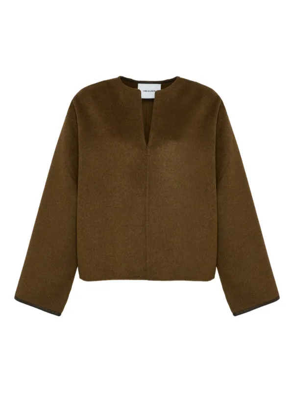 Yves Salomon V-neck Top in Brown