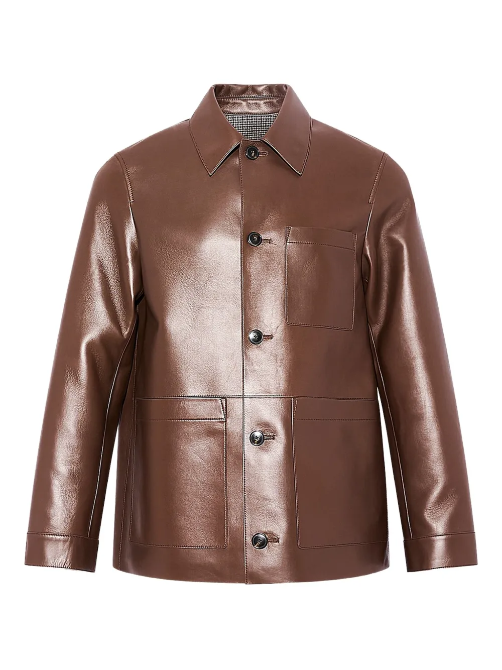 Yves Salomon flannel lined leather overshirt | Brown | Image 1