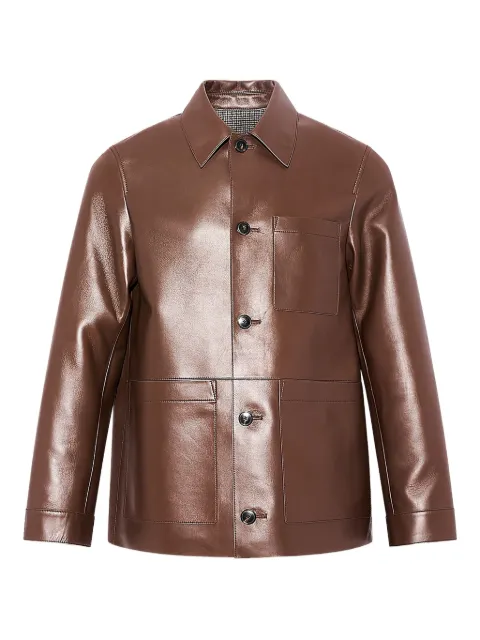 Yves Salomon flannel lined leather overshirt