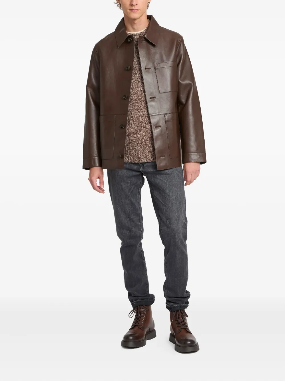 Yves Salomon flannel lined leather overshirt | Shirt Jackets | Image 2