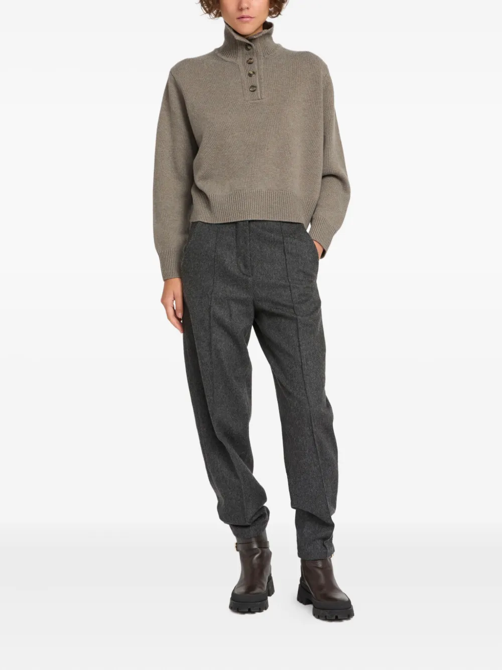 Yves Salomon Wool Turtleneck Pullover In Gray