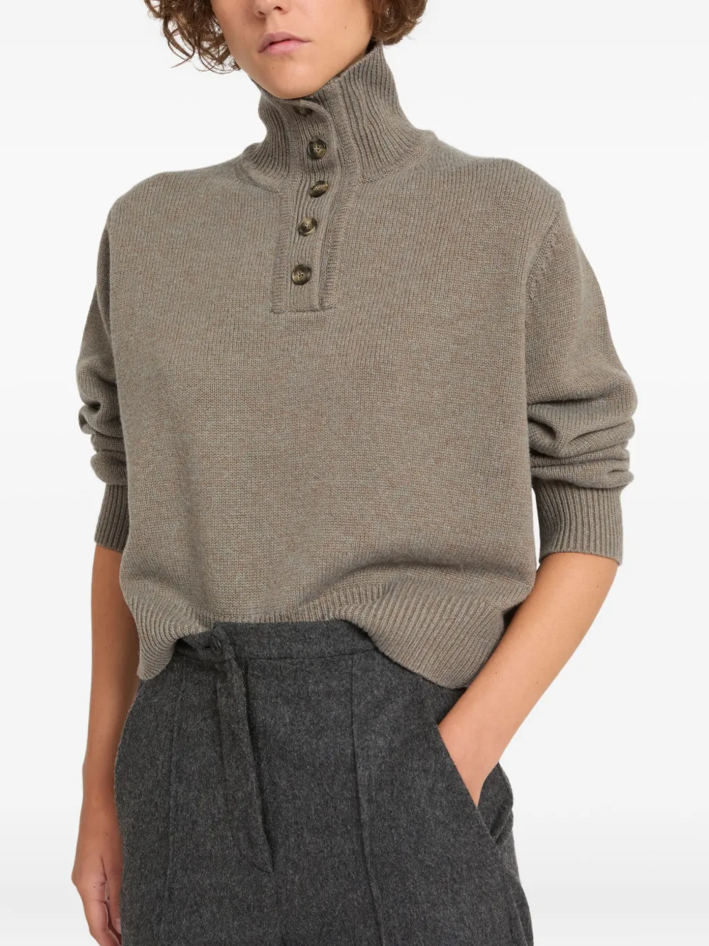 Yves Salomon Wool Turtleneck Pullover In Gray