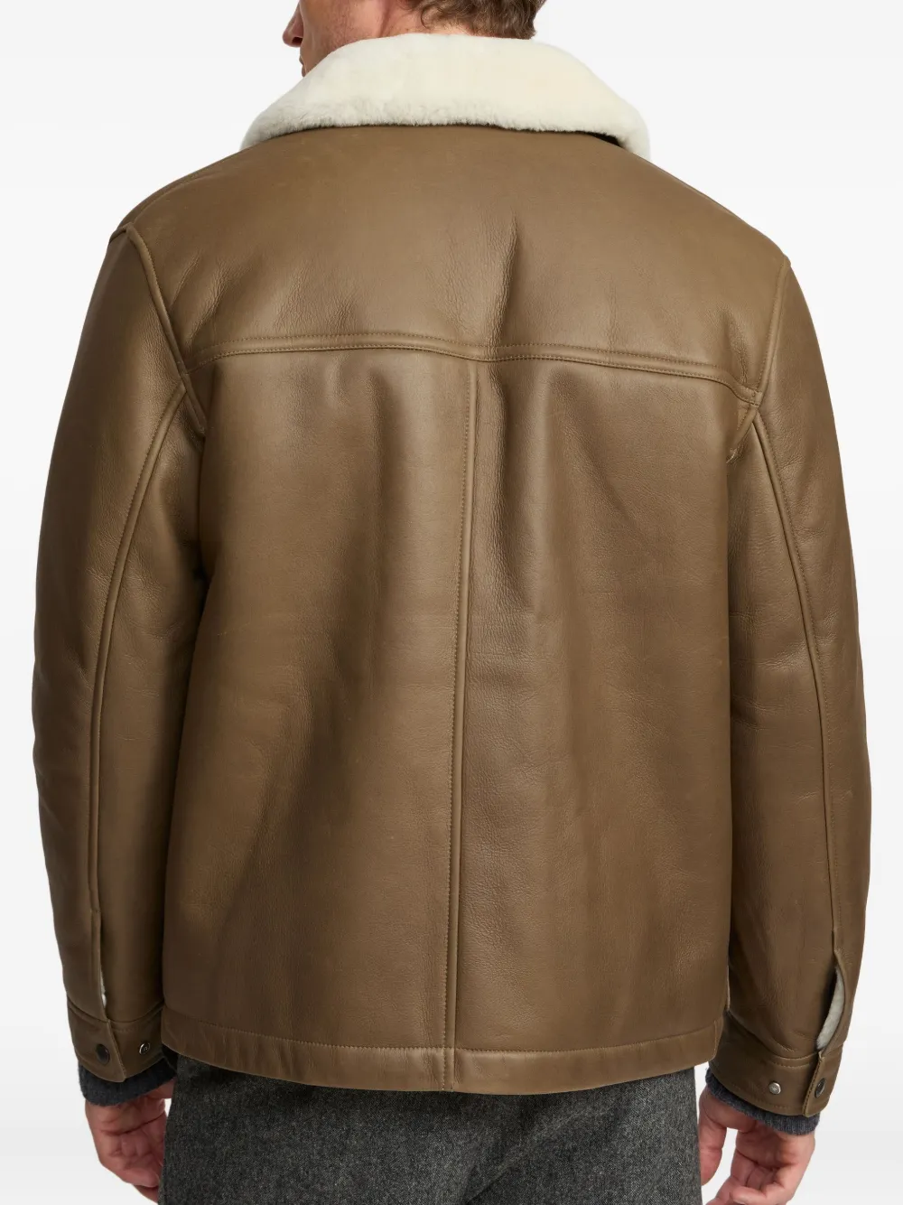 Yves Salomon shearling collar leather jacket Bruin