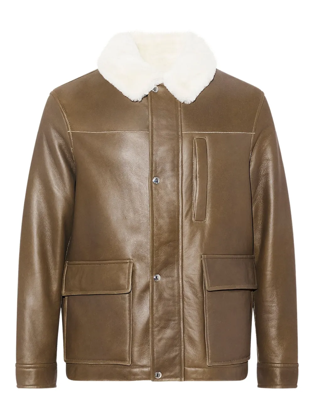 Yves Salomon shearling collar leather jacket Bruin