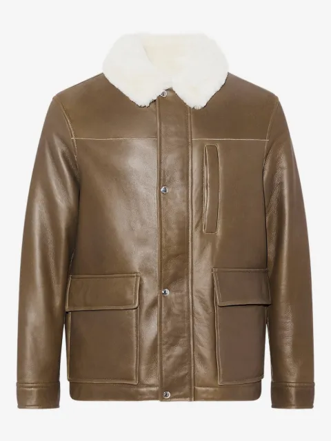 Yves Salomon shearling collar leather jacket