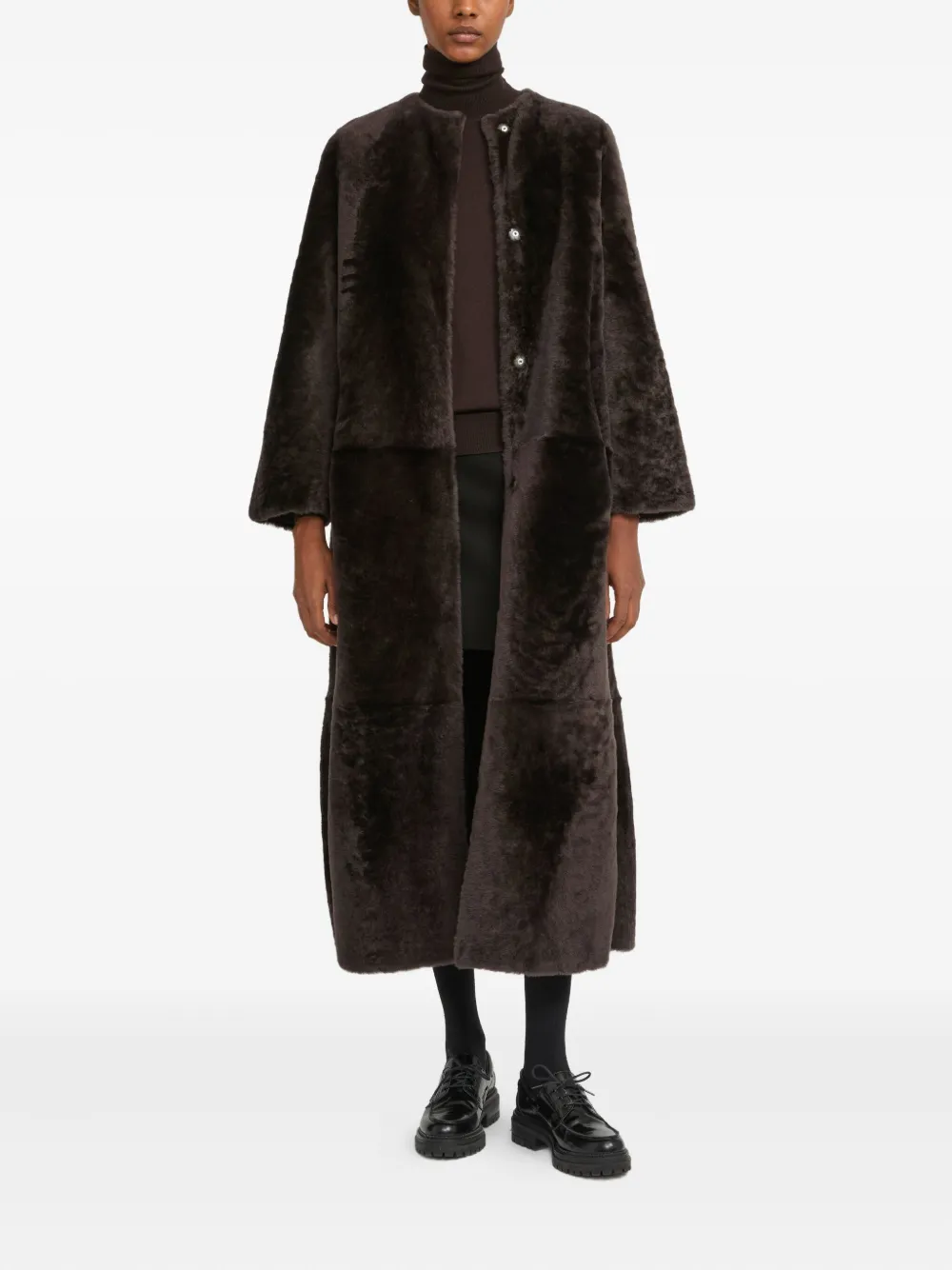 Yves Salomon draped shearling coat - Bruin