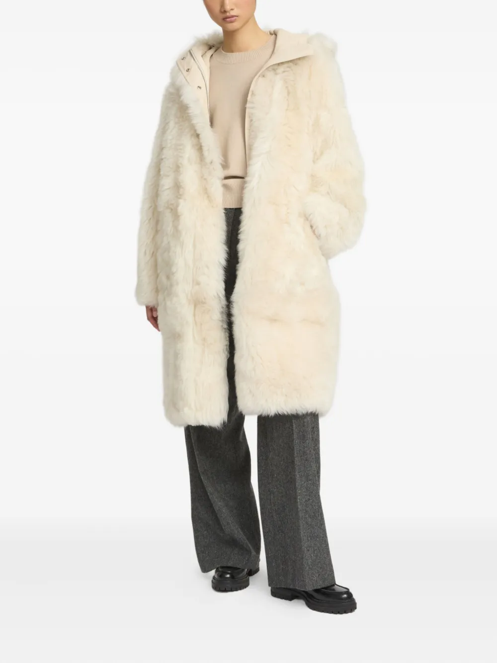 Yves Salomon Long Toscana coat - Wit