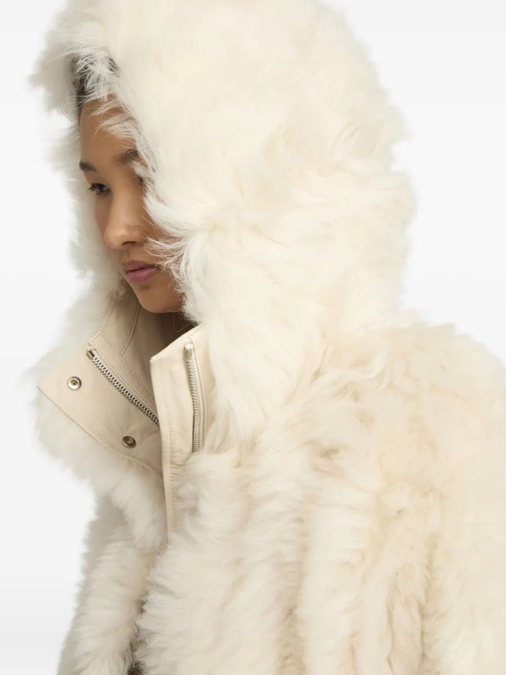 Yves Salomon Long Toscana Coat In White