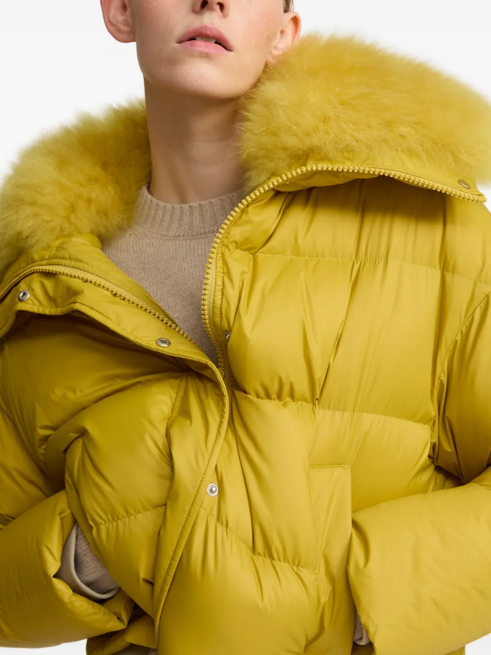 Yves Salomon Down Jacket In Yellow