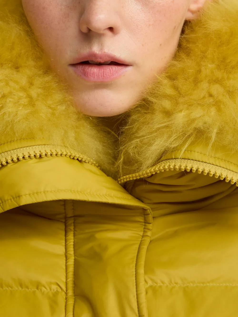 Yves Salomon Down Jacket In Yellow