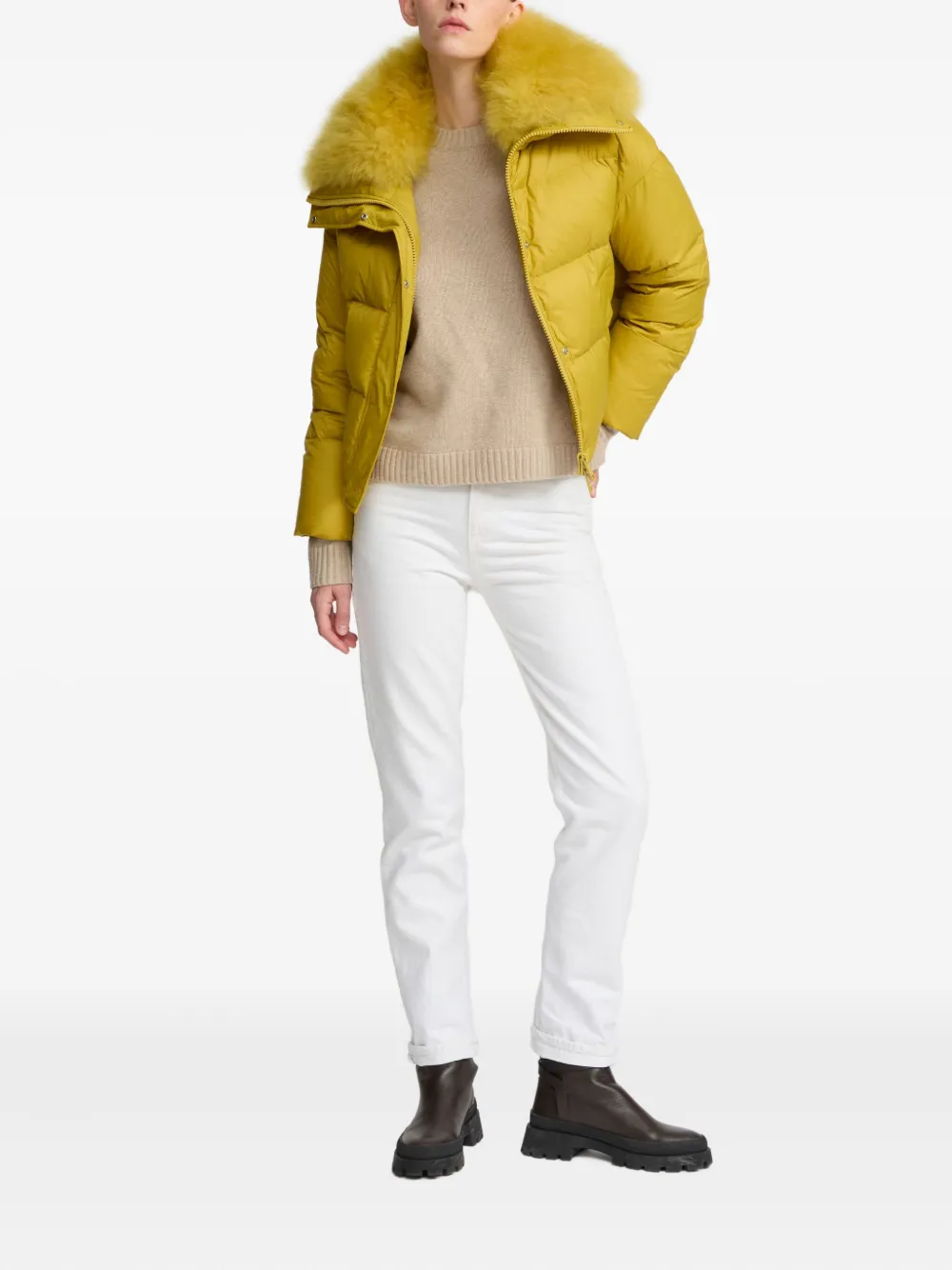 Yves Salomon Down Jacket In Yellow