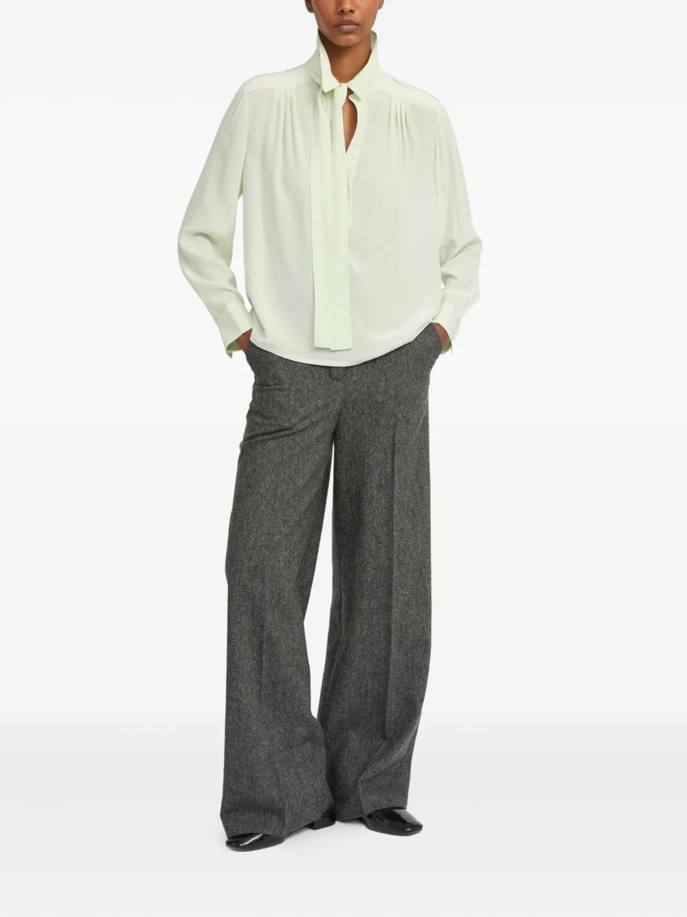 Yves Salomon Shirt met gestrikte hals - Groen