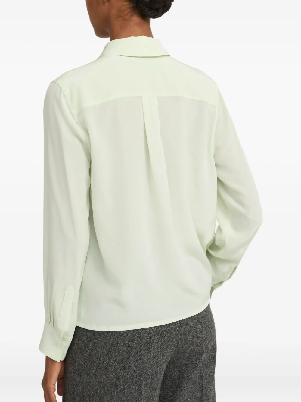 Yves Salomon Tie-neck Blouse in Green, view 4