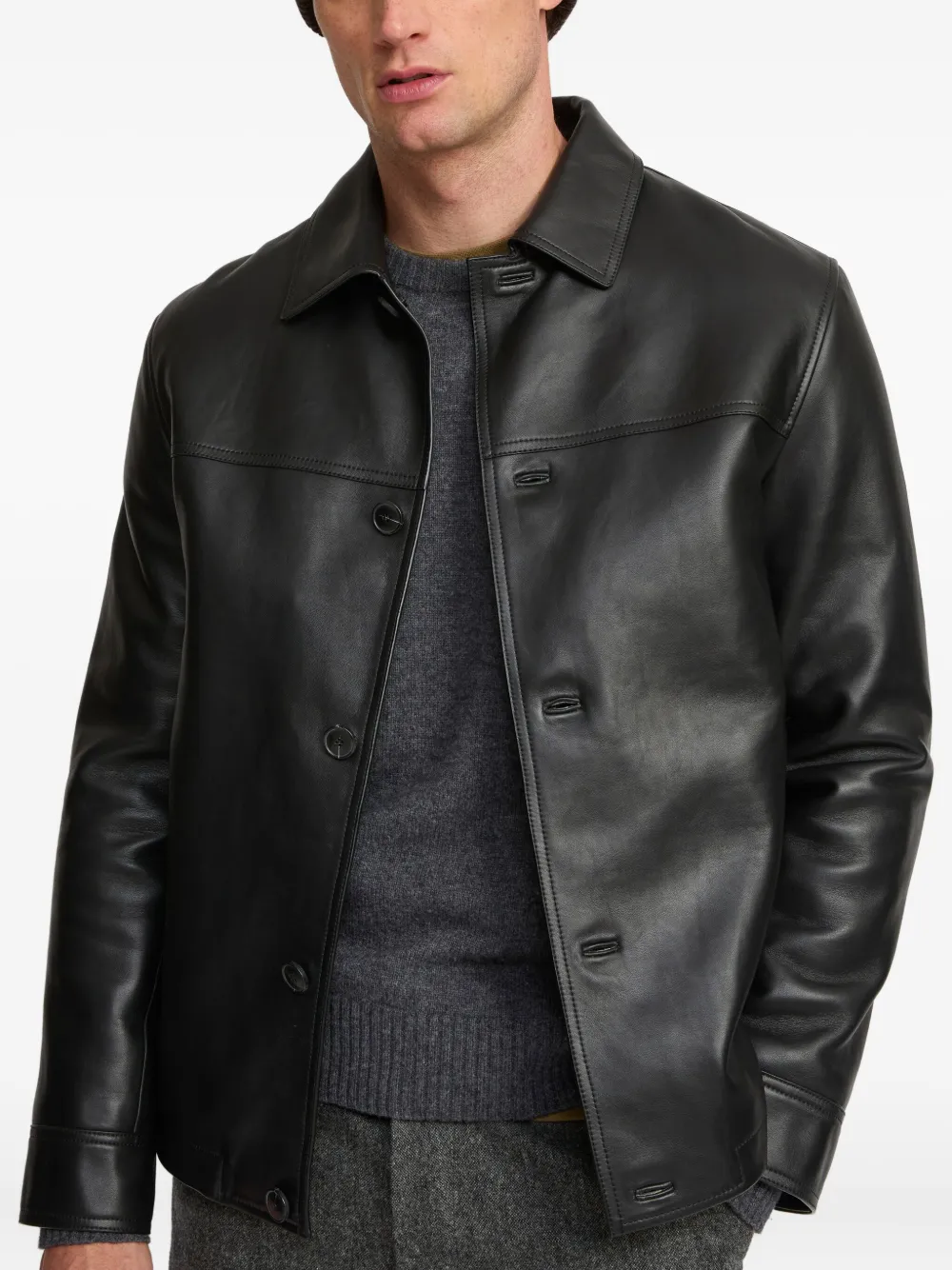 Yves Salomon lamb leather button-fastening jacket Zwart