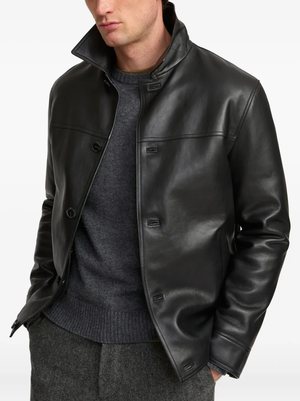 Yves Salomon lamb leather button-fastening jacket Zwart