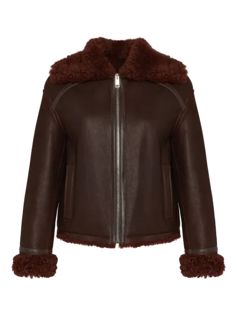 Yves Salomon shearling-collared zip-front jacket