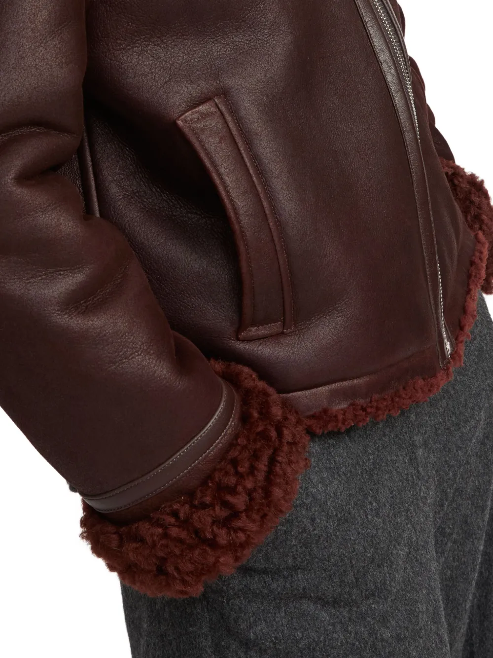 Yves Salomon Shearling-collared Zip-front Jacket In Brown
