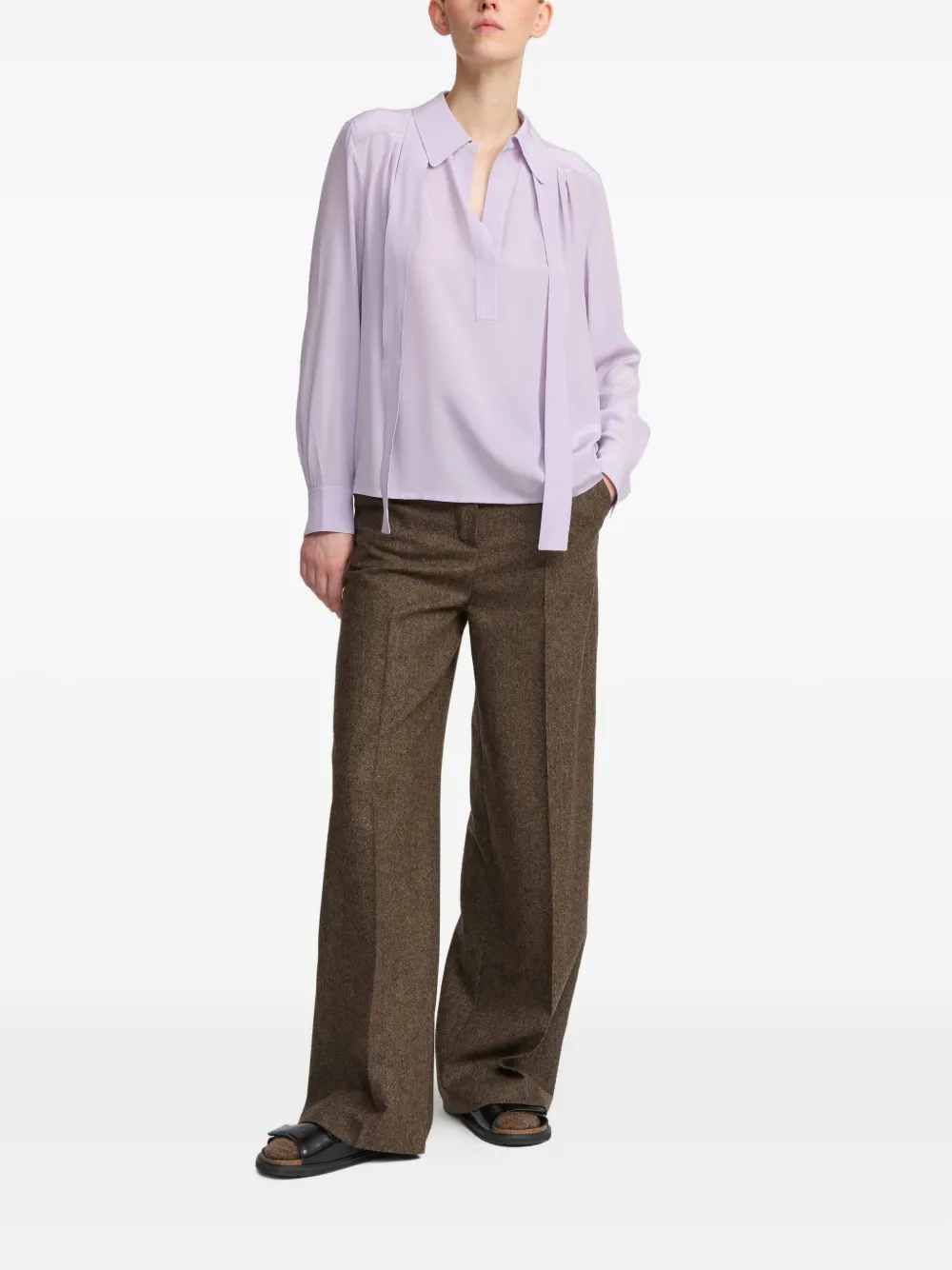 Yves Salomon tie-neck blouse - Paars