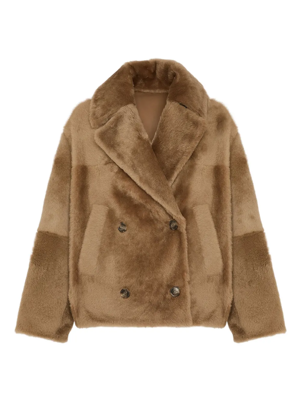 Yves Salomon shearling pea jacket | Brown | Image 1