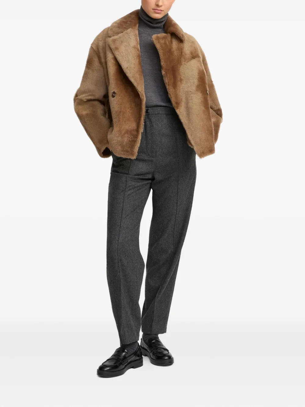 Yves Salomon shearling pea jacket | Faux Fur & Shearling Jackets | Image 2