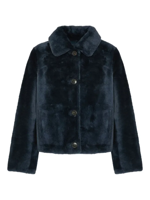 Yves Salomon Reversible Merino Lambskin Jacket Blue FARFETCH