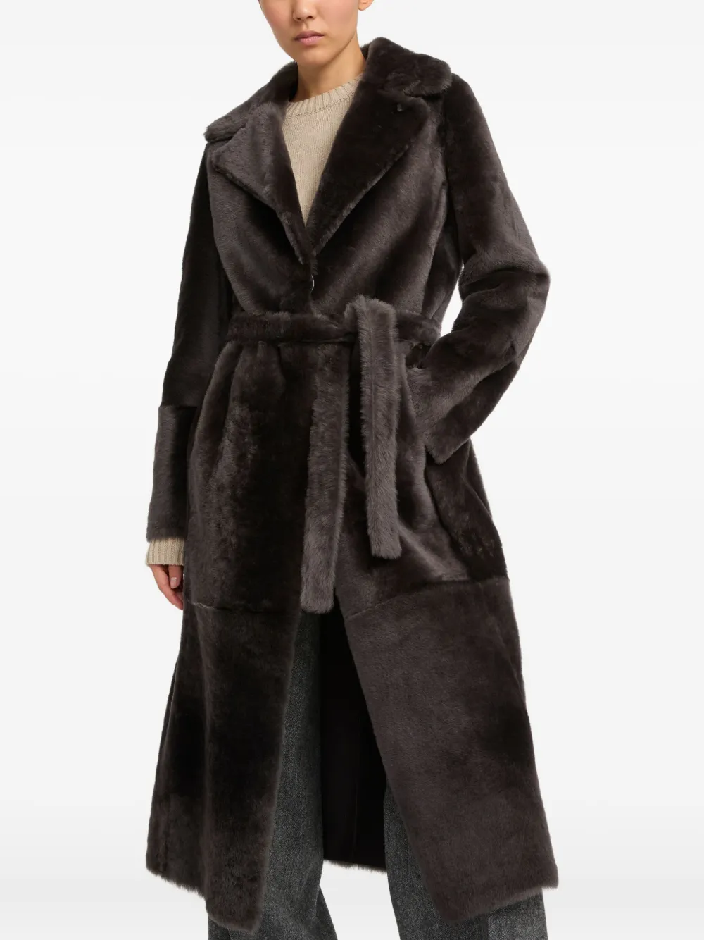 Yves Salomon Reversible Shearling Coat In Gray