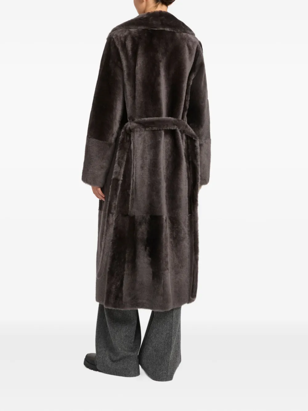 Yves Salomon Reversible Shearling Coat In Gray
