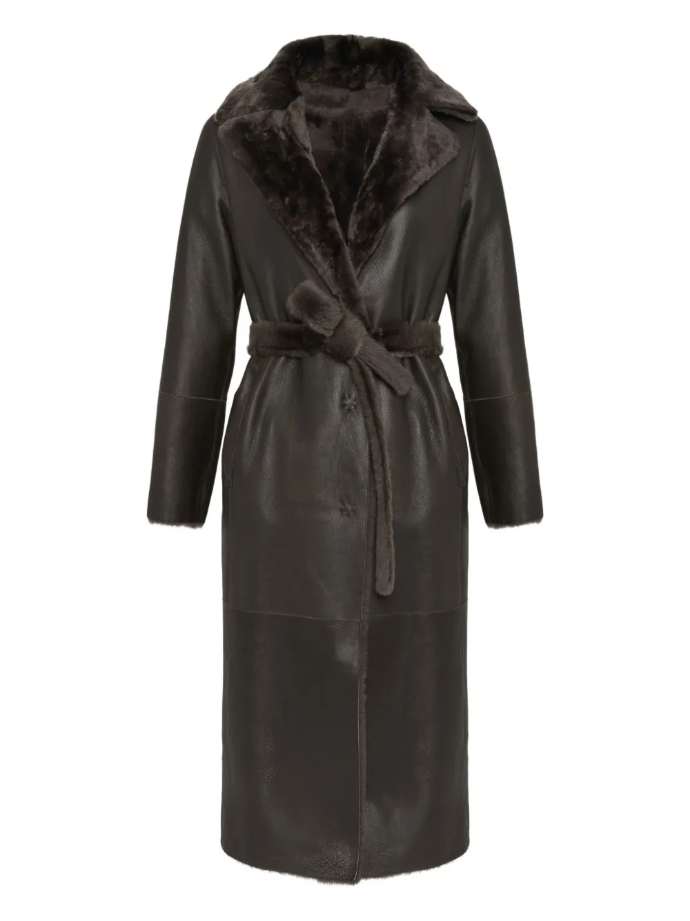 Yves Salomon Reversible Shearling Coat In Gray