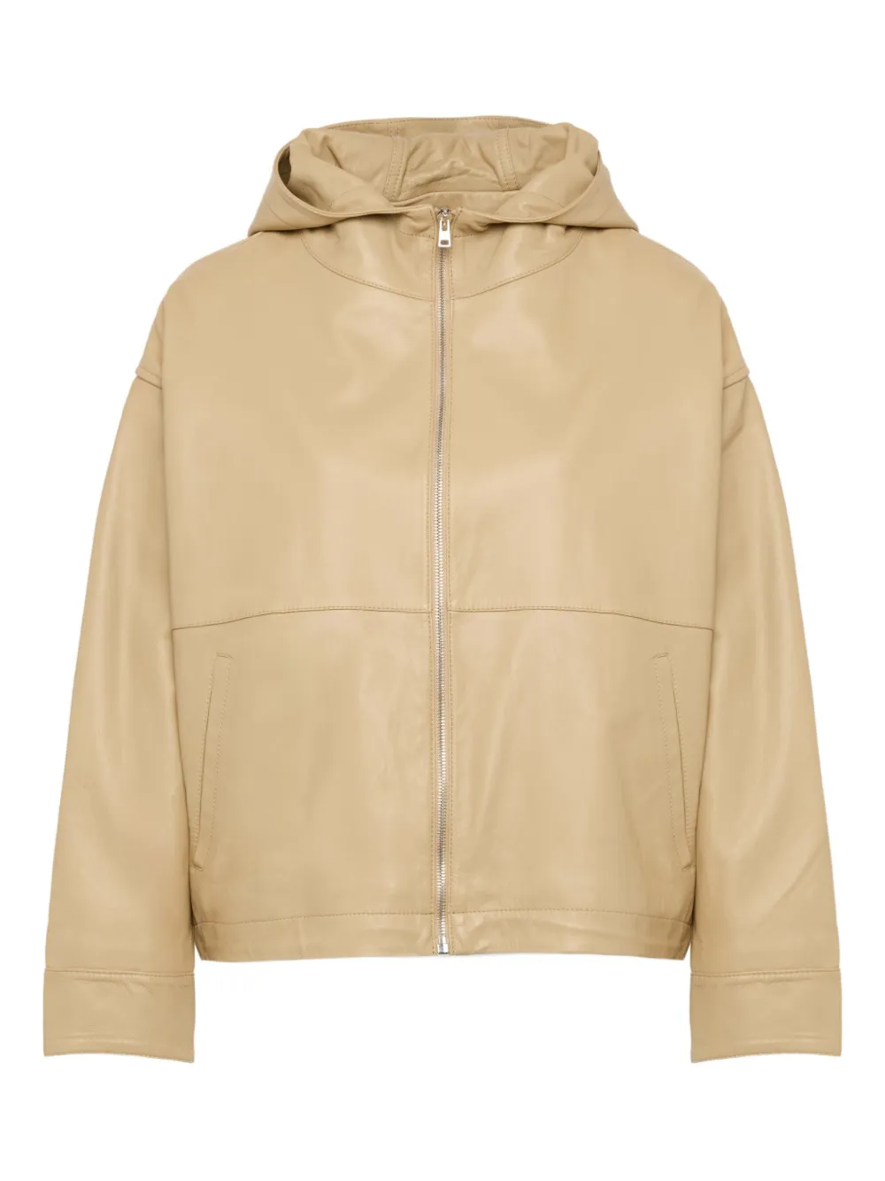 Yves Salomon hooded leather jacket | Neutrals | Image 1