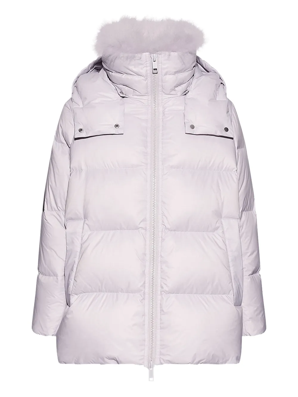 Yves Salomon Lambshearling-collar Down Coat In Purple
