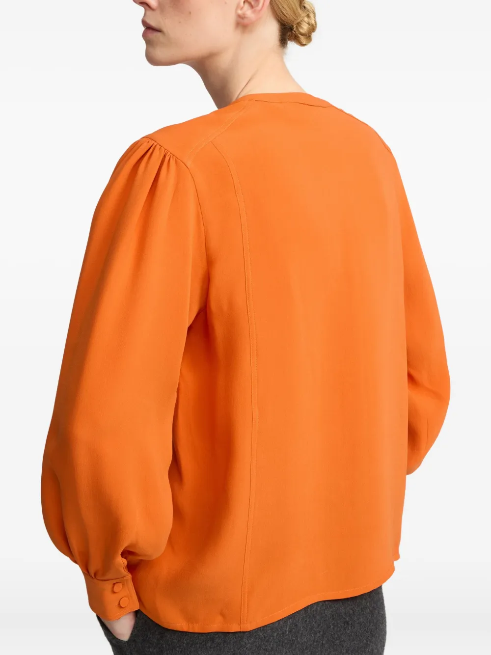 Yves Salomon Blouse met pofmouwen - Oranje