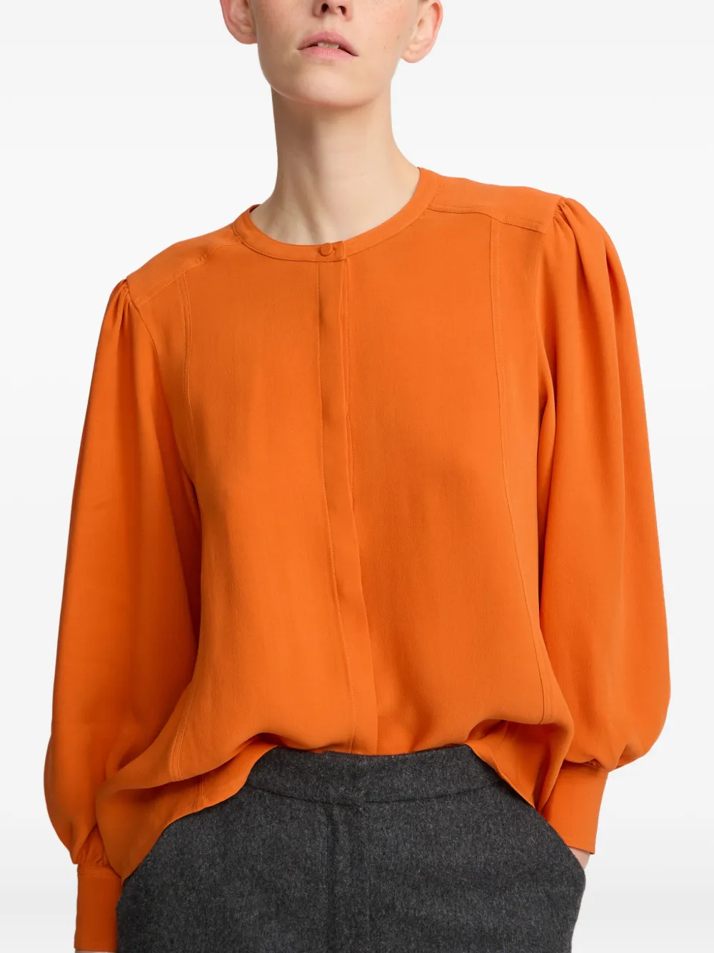 Yves Salomon Blouse met pofmouwen Oranje