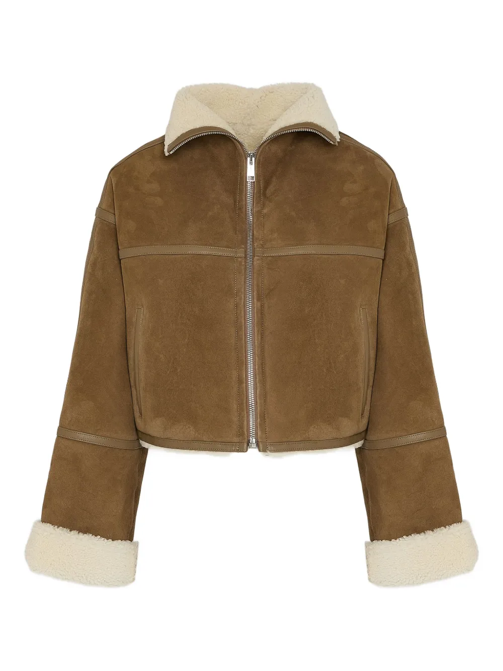 Yves Salomon Shearling-trimmed Suede Jacket In Brown