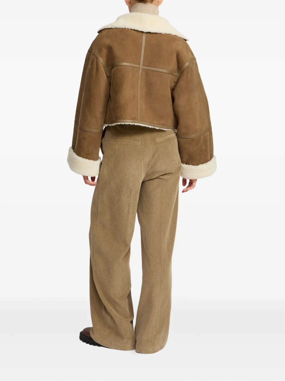 Yves Salomon Shearling-trimmed Suede Jacket In Brown