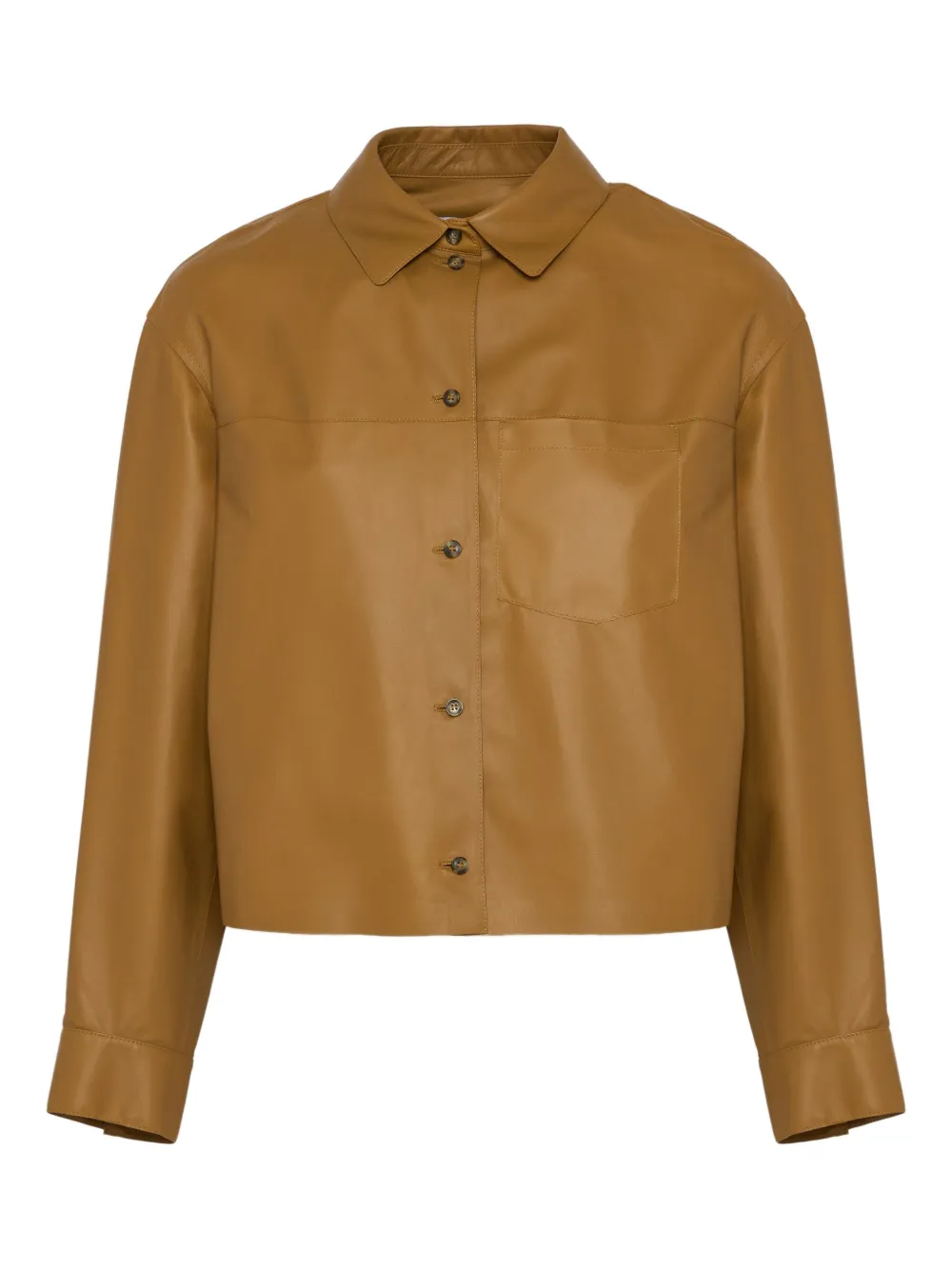 Yves Salomon leather shirt Bruin