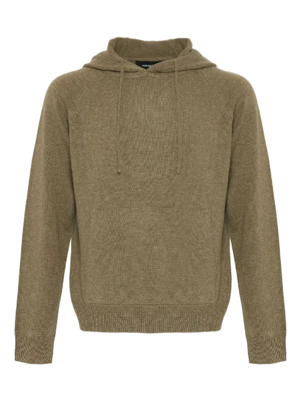Yves Salomon Knitted Hoodie in Neutrals