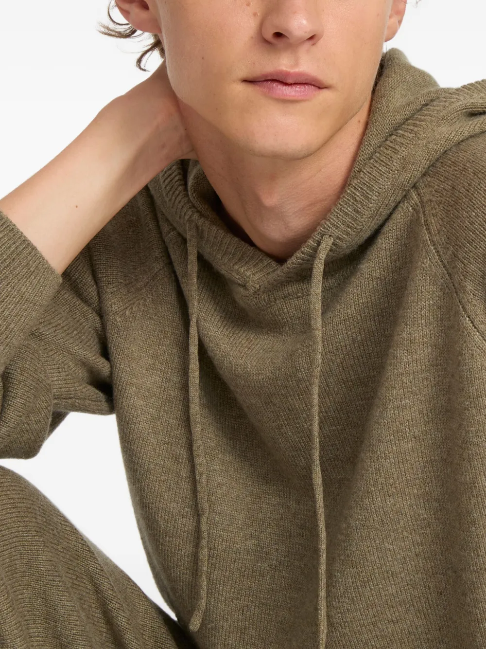 Yves Salomon Gebreide hoodie Beige