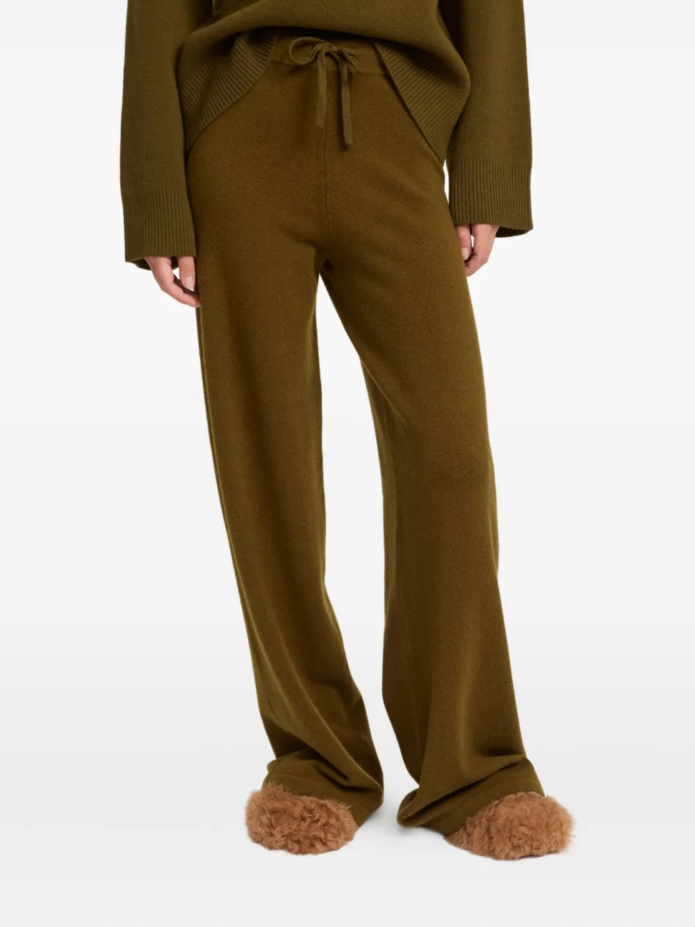 Yves Salomon Knit Wide-leg Trousers In Brown