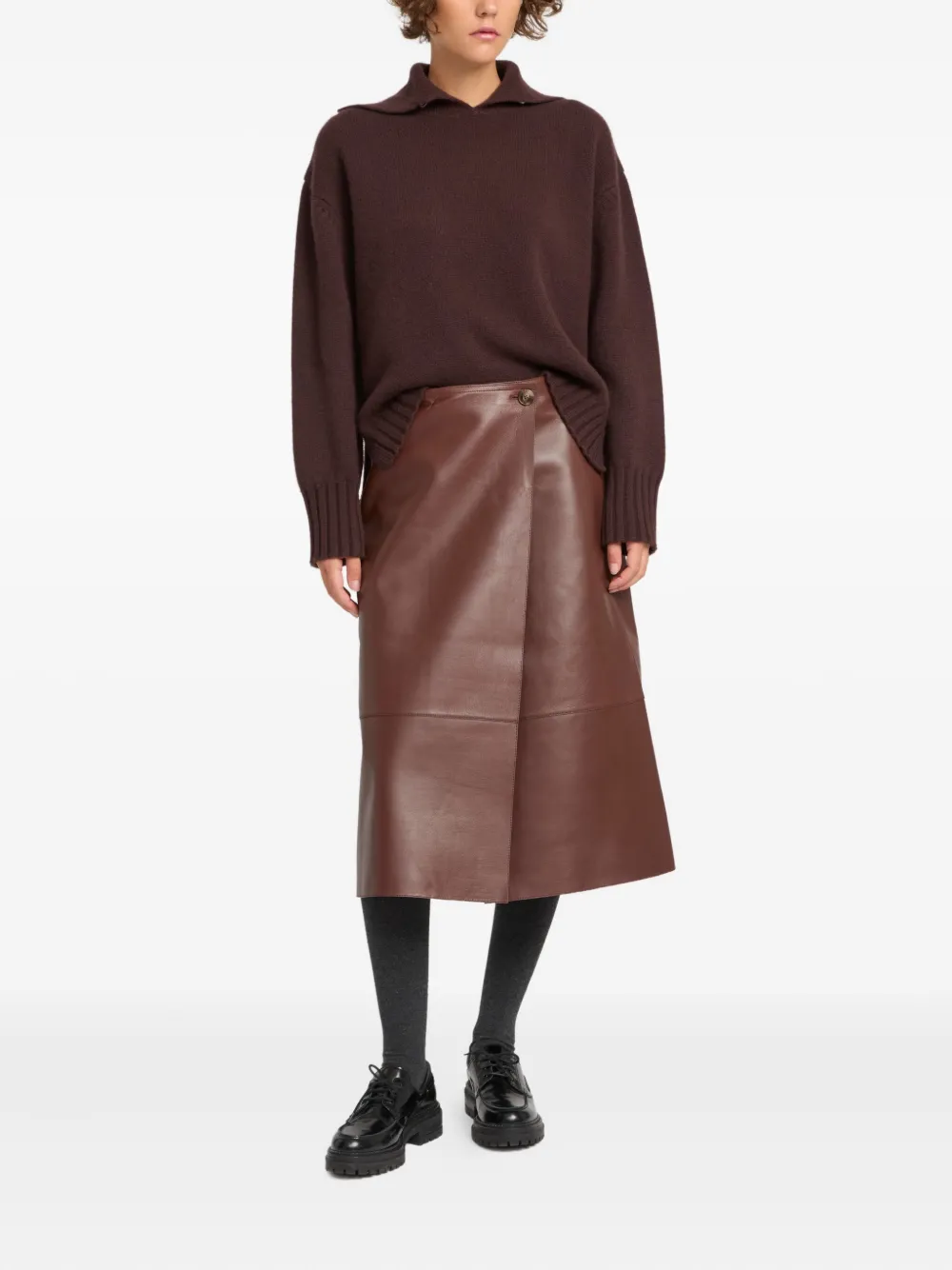 Yves Salomon leather wrap midi skirt | A-Line Skirts | Image 2