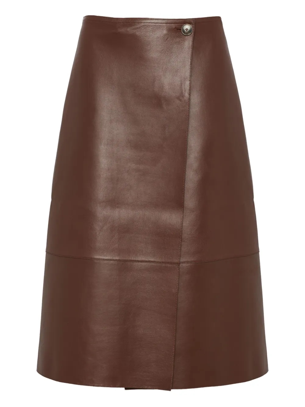 Yves Salomon leather wrap midi skirt | Brown | Image 1