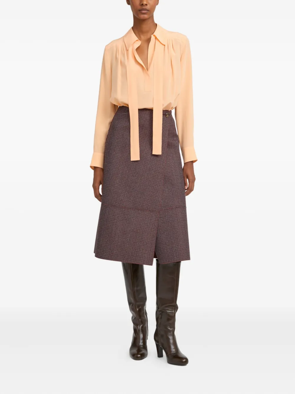 Yves Salomon Blouse met gestrikte hals - Oranje