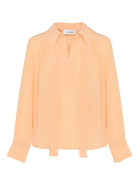 Yves Salomon blusa de seda con moño en el cuello