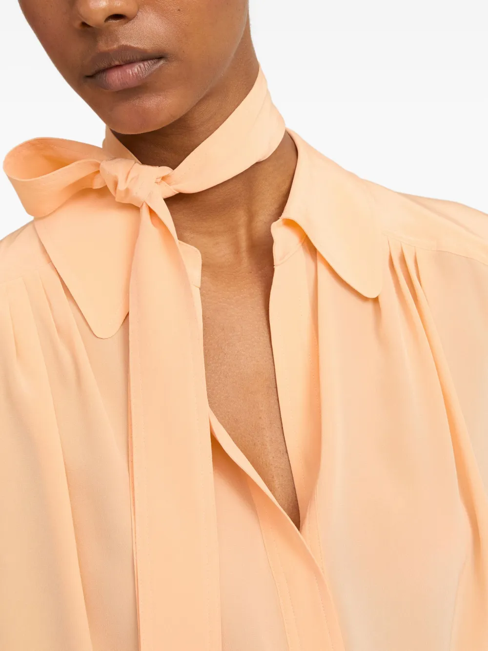 Yves Salomon Blouse met gestrikte hals Oranje