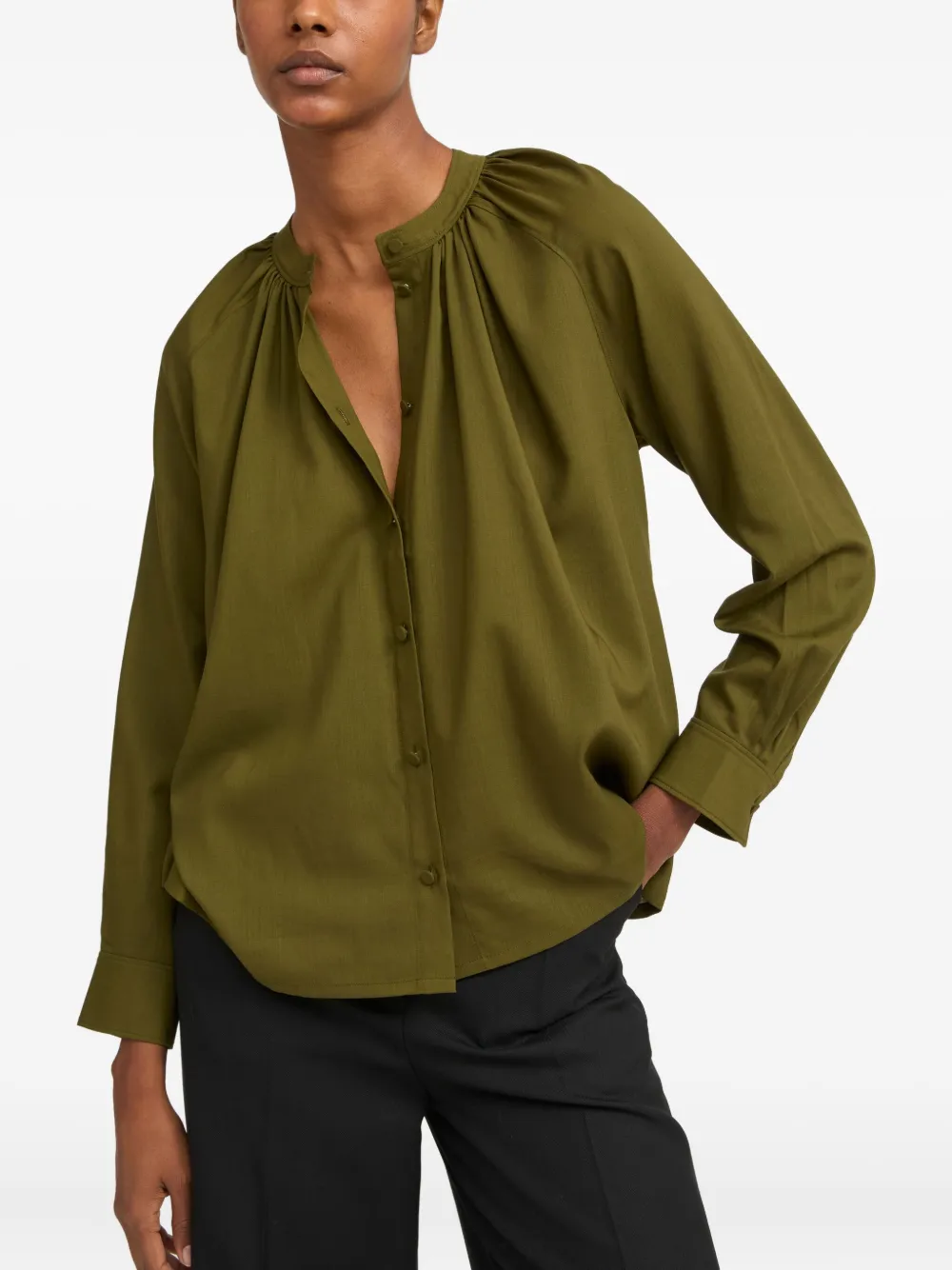 Yves Salomon Blouse met geplooide hals Groen