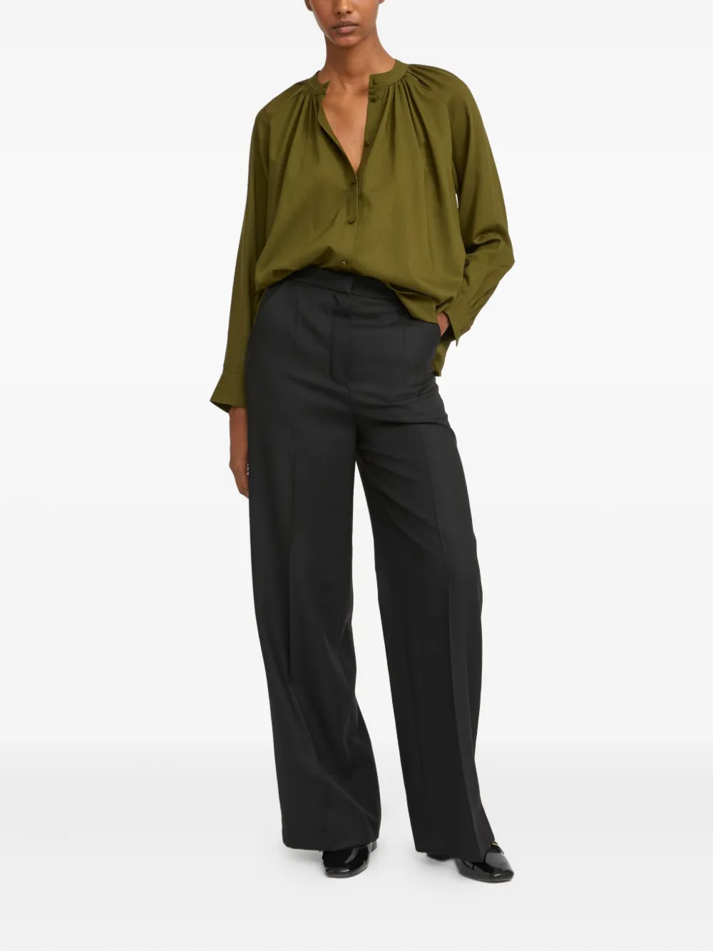 Yves Salomon Blouse met geplooide hals - Groen