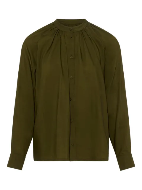 Yves Salomon camisa con cuello plisado