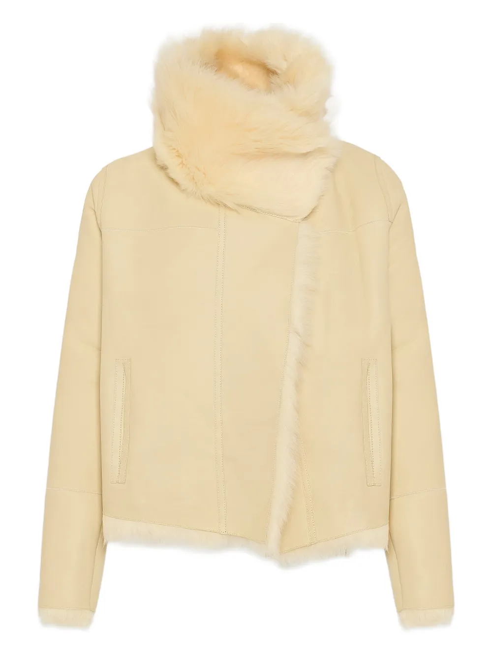 Yves Salomon Toscana lambskin fur-collar jacket | Neutrals | Image 1
