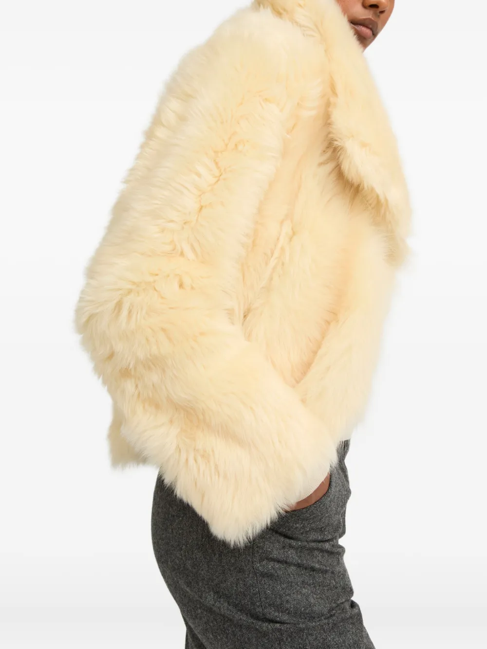 Yves Salomon Toscana Lambskin Fur-collar Jacket In Neutral