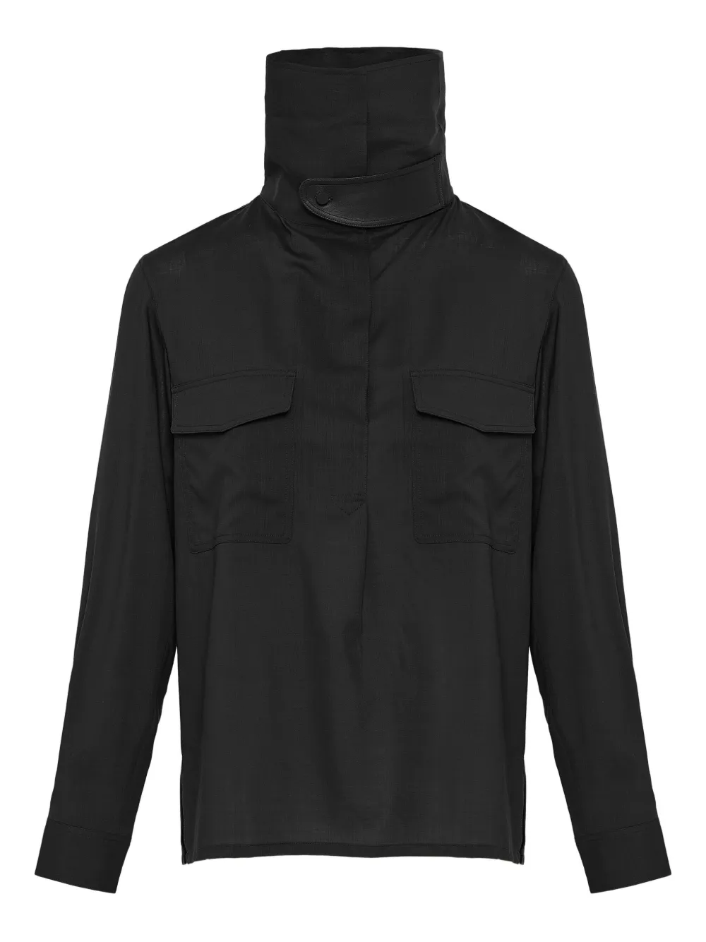 Yves Salomon high-neck blouse Zwart